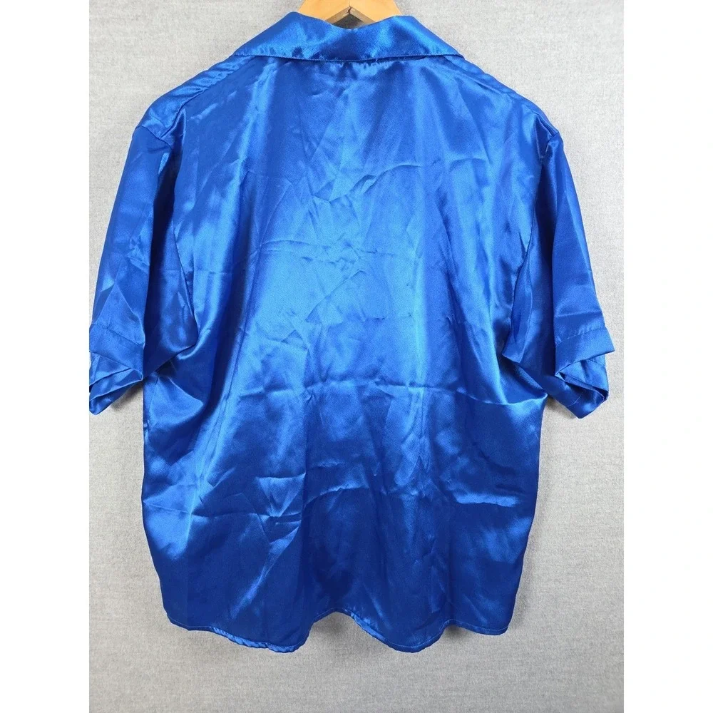 Victorias Secret Gold Label Satin Pajama Set M Vintage Lounge Royal Blue Retro